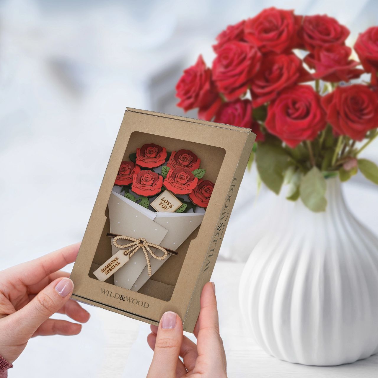 Surprise and delight someone with a beautiful bouquet figural card - Send them loads of love through the post with our letterbox inspired 3D figurine card..