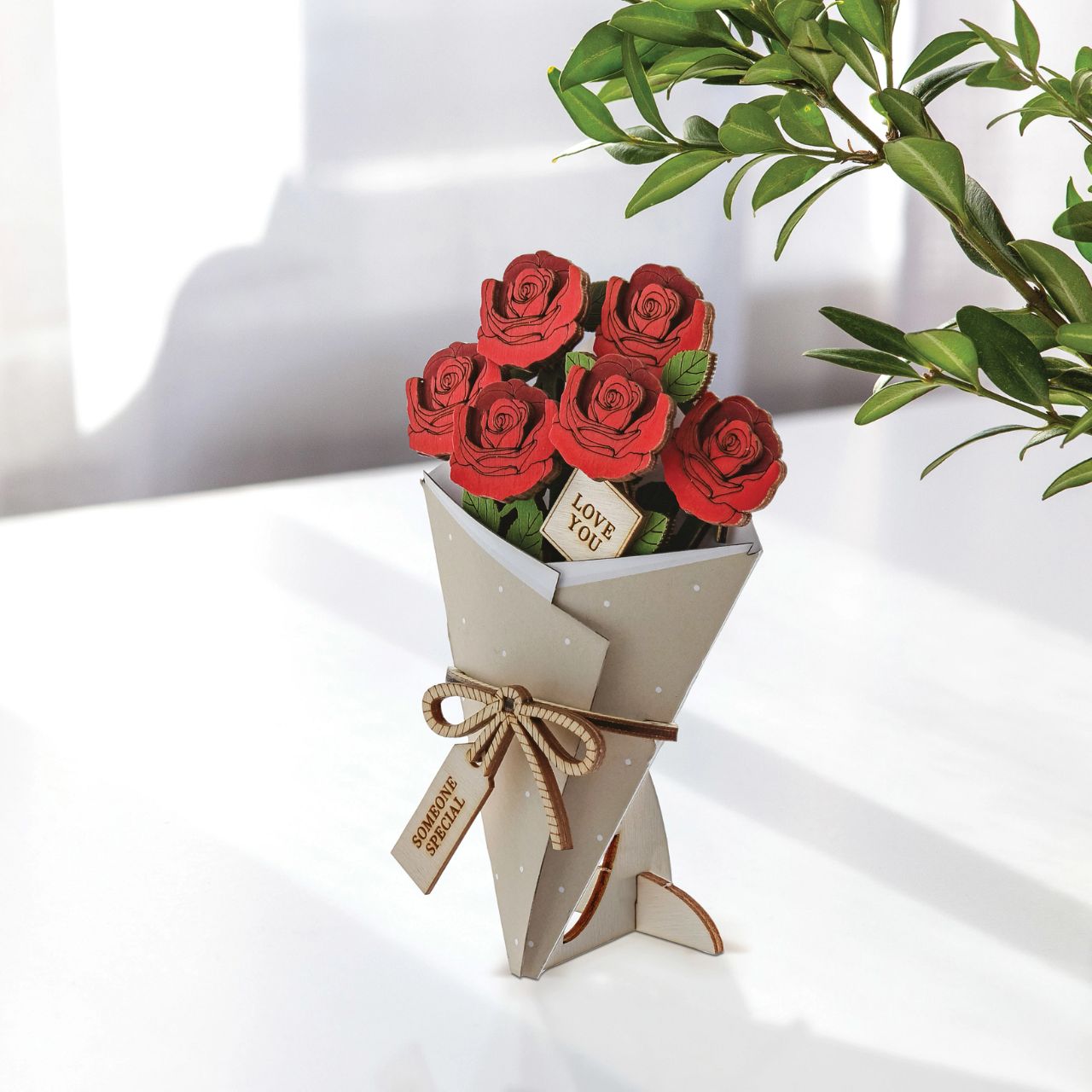 Surprise and delight someone with a beautiful bouquet figural card - Send them loads of love through the post with our letterbox inspired 3D figurine card..