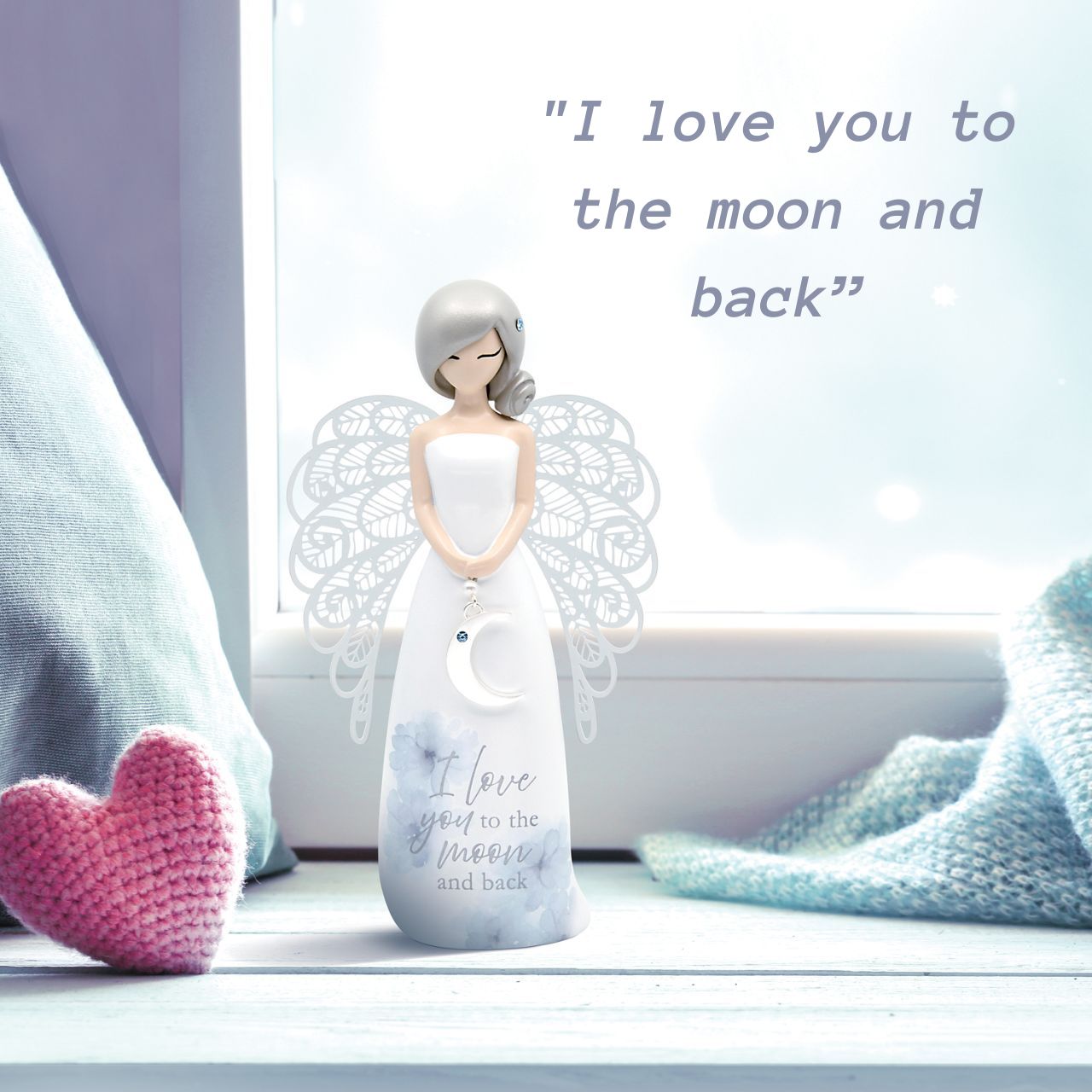 Thank You Angel Figurine - Moon & Back "I love you to the moon and back" Looking for a thoughtful gift that's both beautiful and meaningful? These stunning angels are the perfect way to show someone special just how much they mean to you.