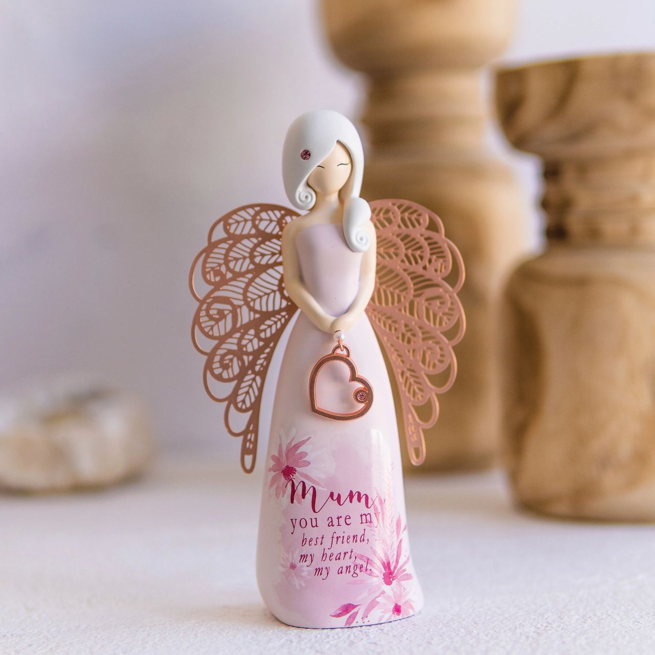 You Are An Angel Thank You Figurine  "Mum you are my best friend, my heart, my angel."  Looking for a thoughtful gift that's both beautiful and meaningful? These stunning angels are the perfect way to show someone special just how much they mean to you. Standing 15.5cm tall, they are perfect as a gift and home decoration.