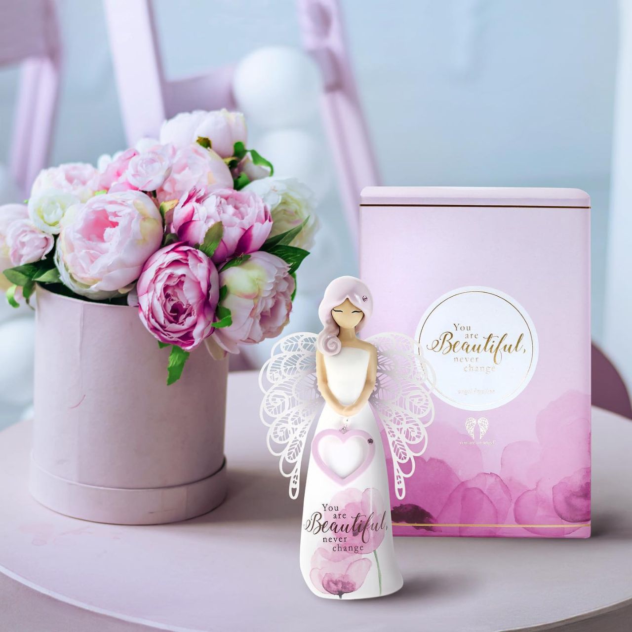 You Are Beautiful Figurine Looking for a thoughtful gift that's both beautiful and meaningful. These stunning angels are the perfect way to show someone special just how much they mean to you. Standing 15.5cm tall, they are perfect as a gift and home decoration. Each angel comes in gorgeous You Are An Angel gift box packaging.