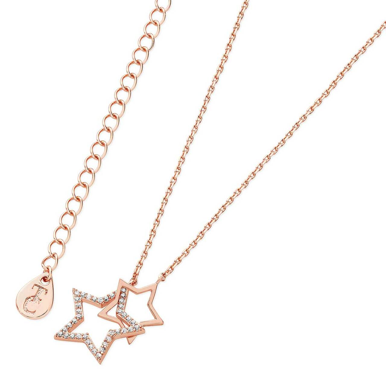 Tipperary Crystal Star Interlocking Pendant Rose Gold