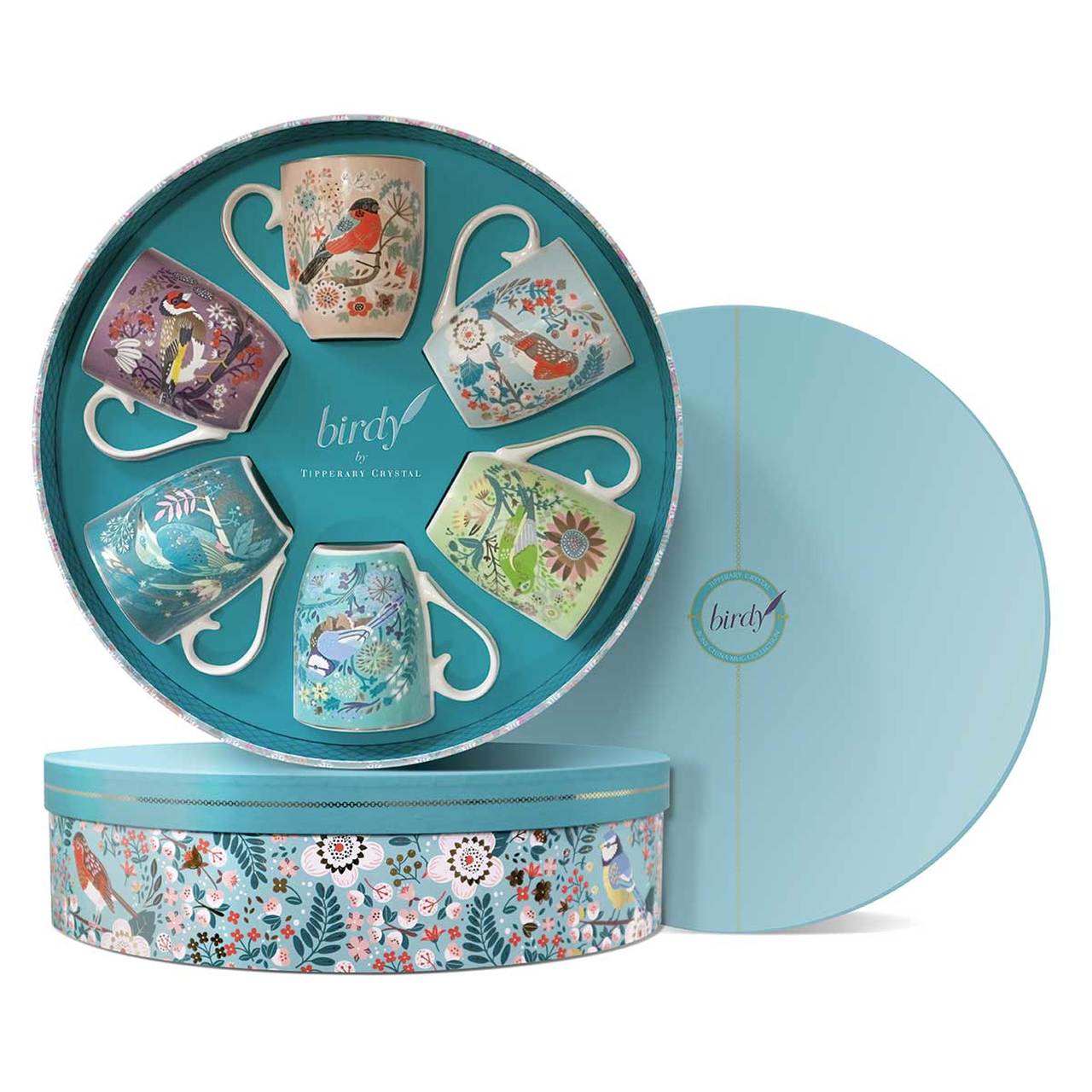 Tipperary Birdy Set Of 6 Mugs In Hat Box