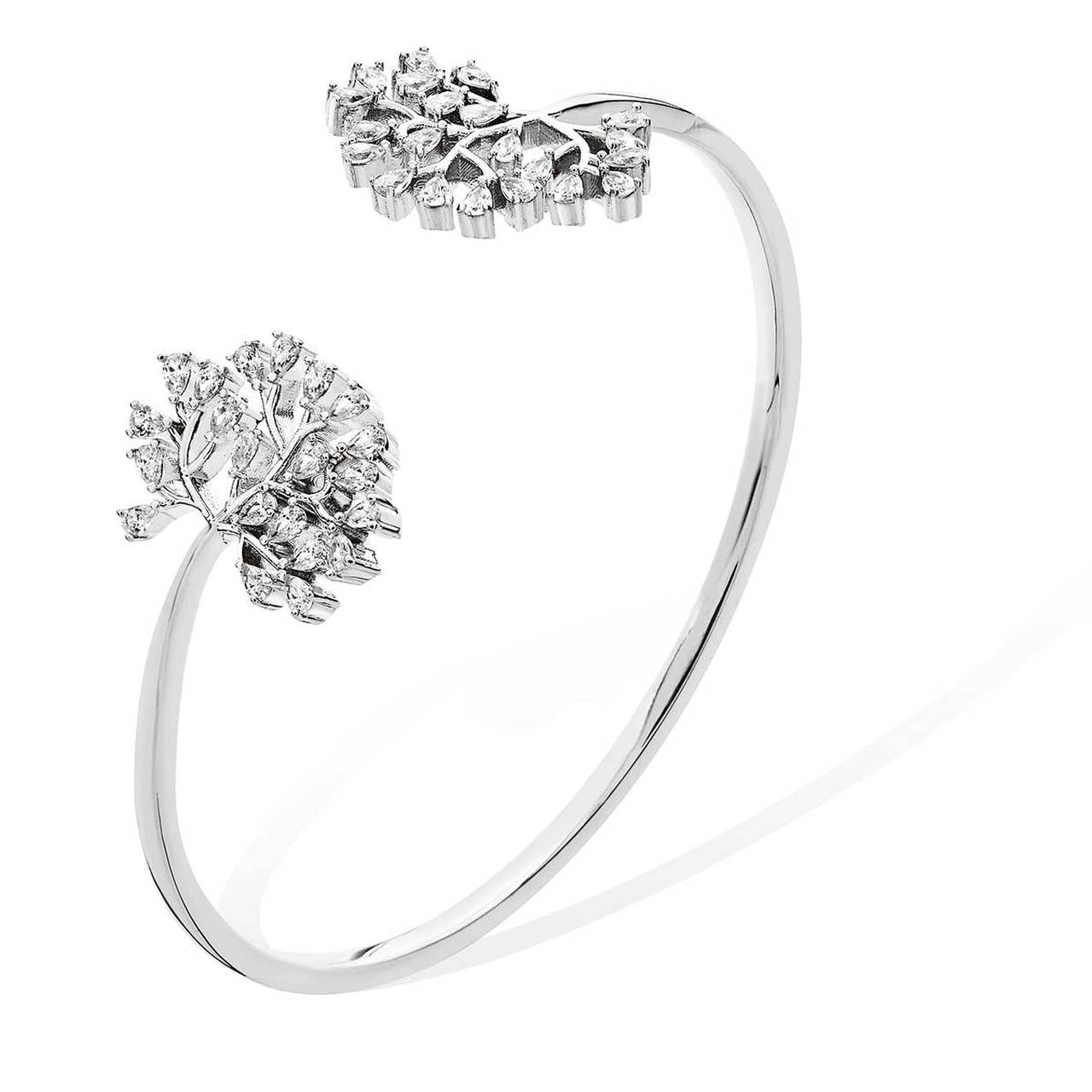 Silver Crystal Tree of Life Bangle