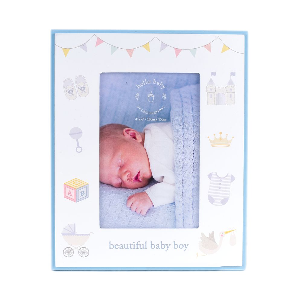 Hello Baby Bunting Frame 4 x 6" Baby Boy