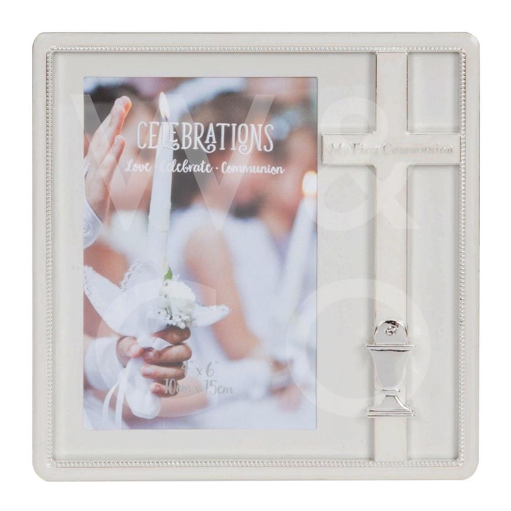 Silver Plated Cross Frame Communion 4" x 6"
