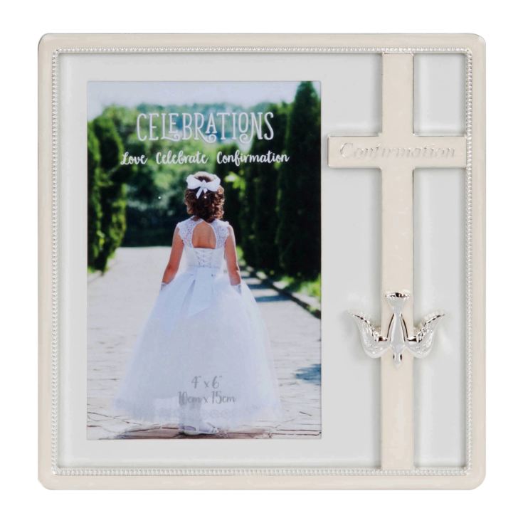 Silver Plated & Epoxy Cross Frame - Confirmation 4" x 6" Keep a beautiful record of their confirmation with this silver plated photo frame. From CELEBRATIONS® Communion and Confirmation - gifts & keepsakes to celebrate the dedication of lives to Christianity.