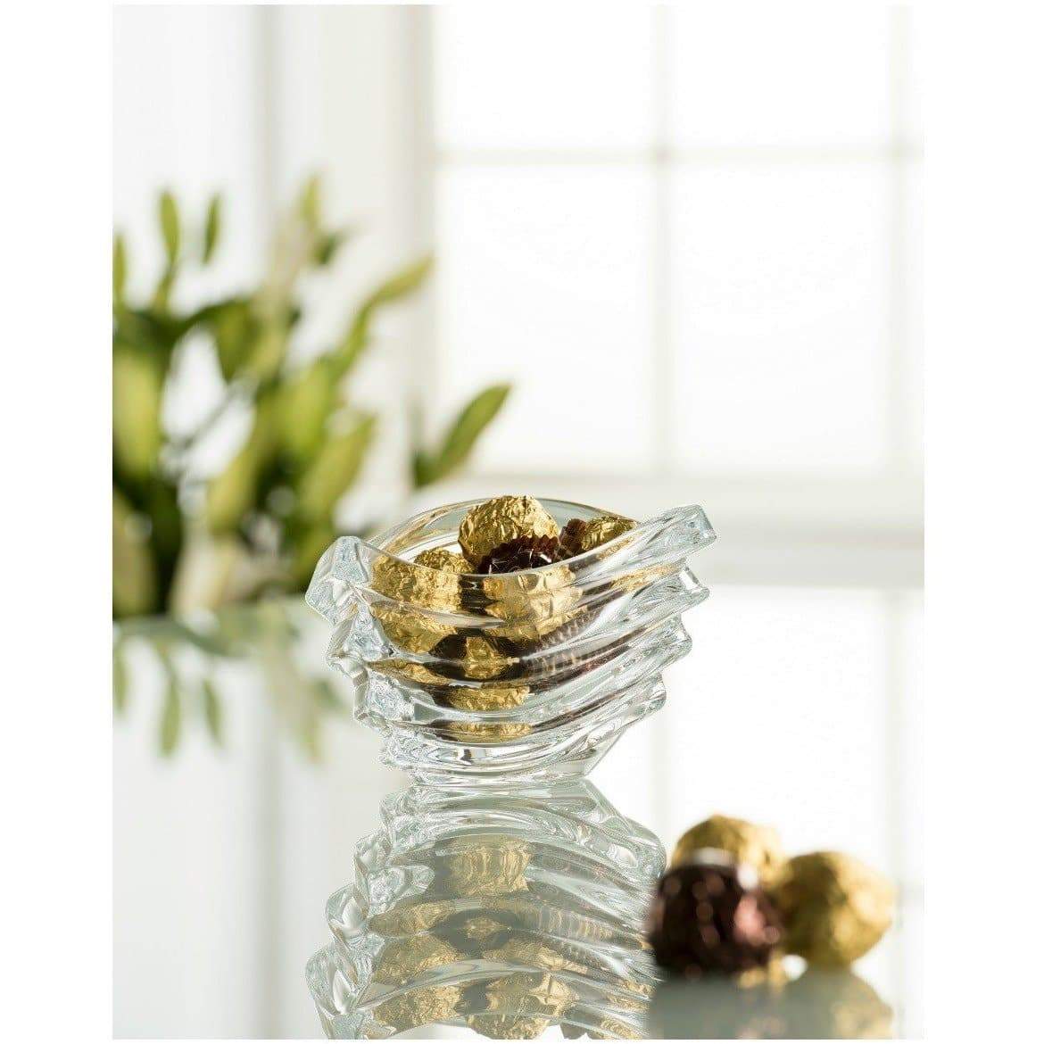Galway Crystal Atlantic Small Bowl  The Atlantic Range has a unique and beautiful design that represents the sharp waves found in the Atlantic Ocean. It captures light and reflections no matter where it is placed. The Atlantic small bowl makes the perfect Token Gift!