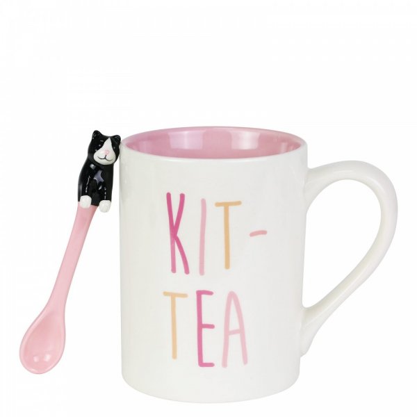 Kit-Tea Mug with Sculpted Spoon Set
