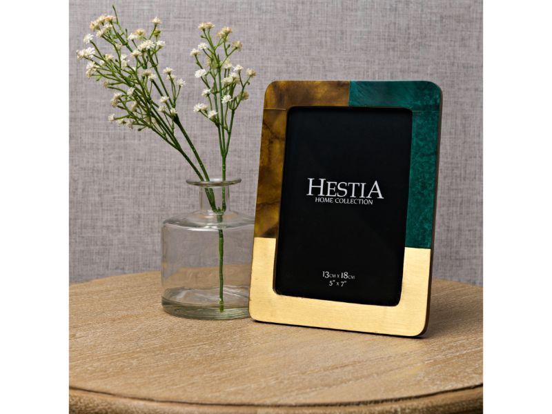 Malachtite Green, Brown & Gold Resin Photo Frame 5" x 7"