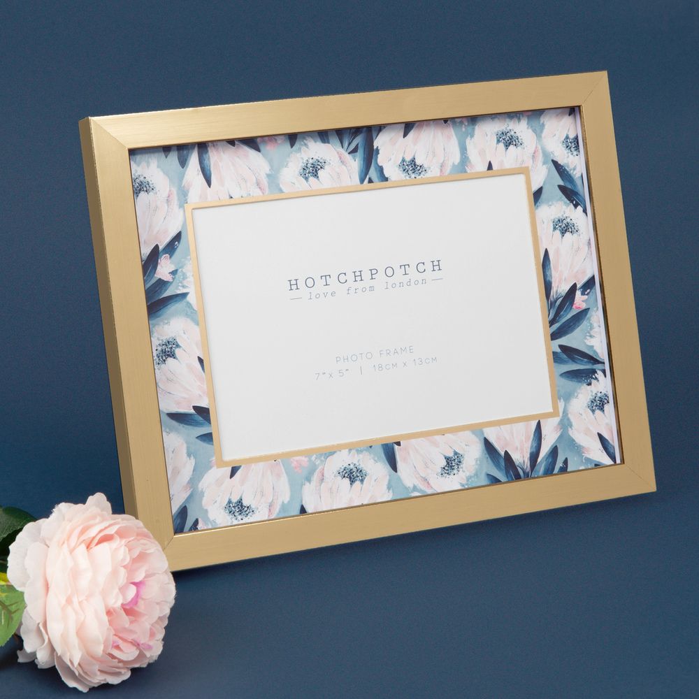 Swan Lake Gold & Blue Floral Frame 7" x 5"