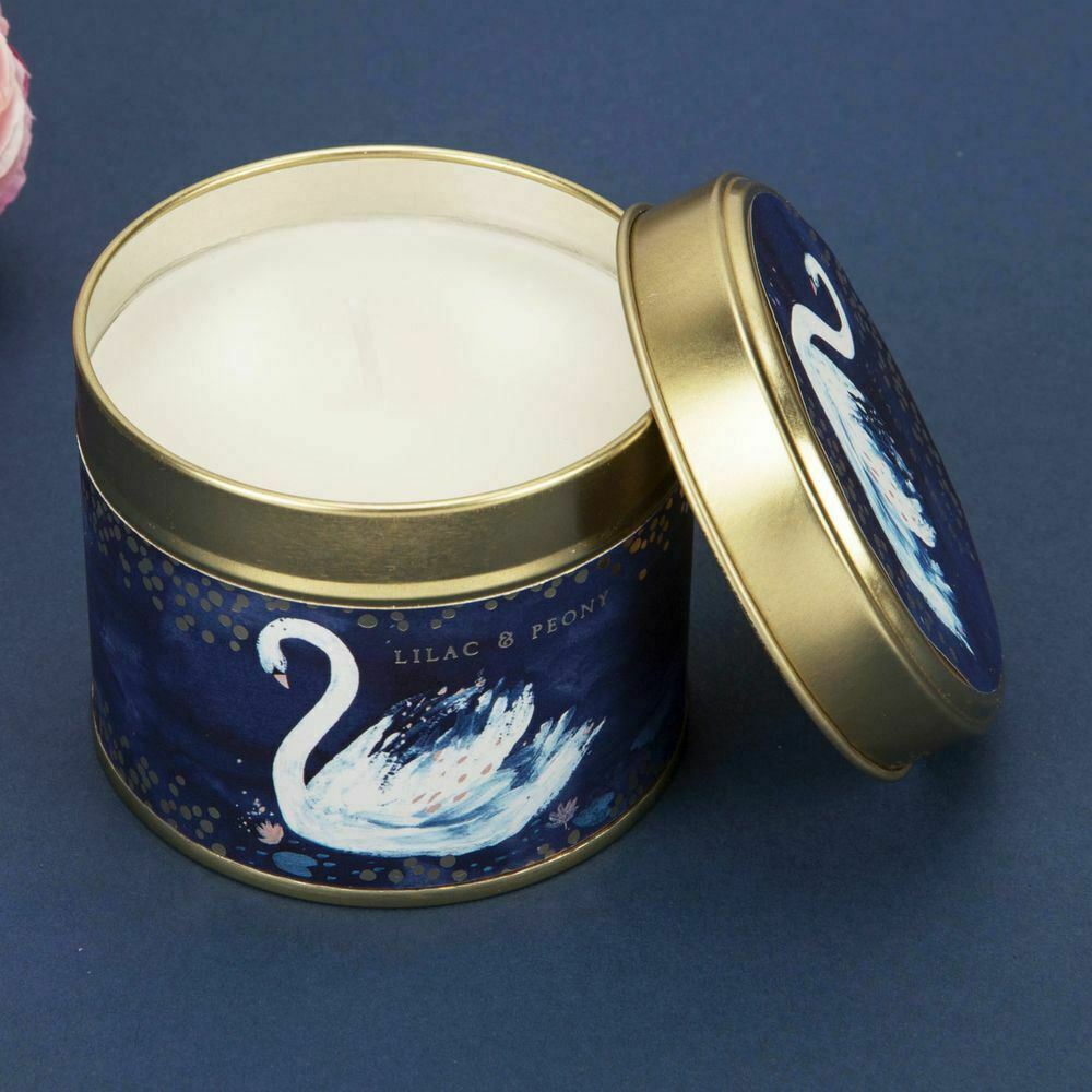 Swan Lake Lilac & Peony Gold Candle Tin