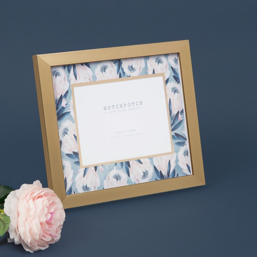 Swan Lake Gold & Blue Floral Photo Frame 6" x 4"