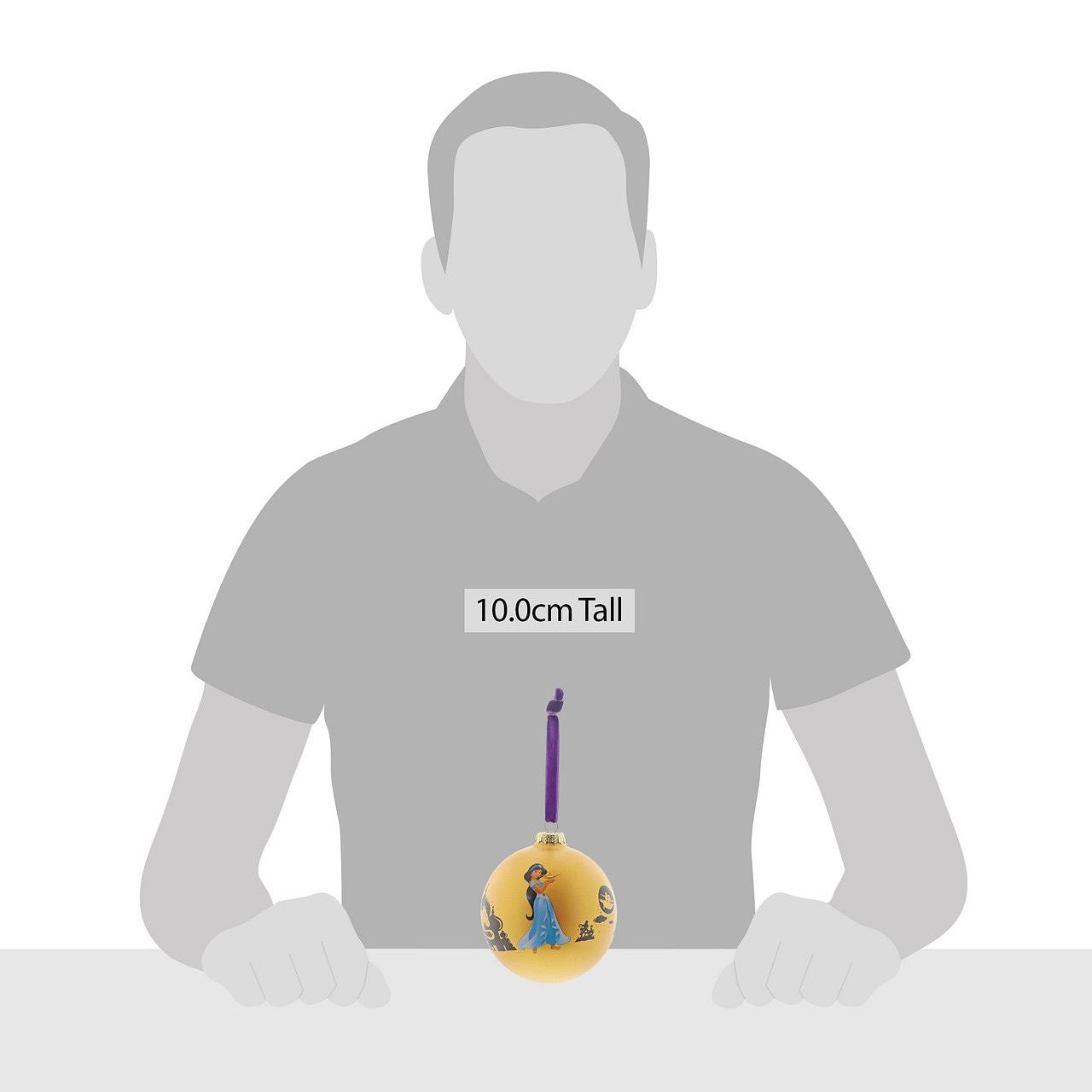 Disney Christmas Bauble Aladdin It's All So Magical Jasmine from Disney's Aladdin can be found alongside Genie, Abu and the magic carpet in this beautiful glass bauble. This treasured keepsake would make a lovely unique gift for a friend, or a self-purchase to brighten up the home. Pre