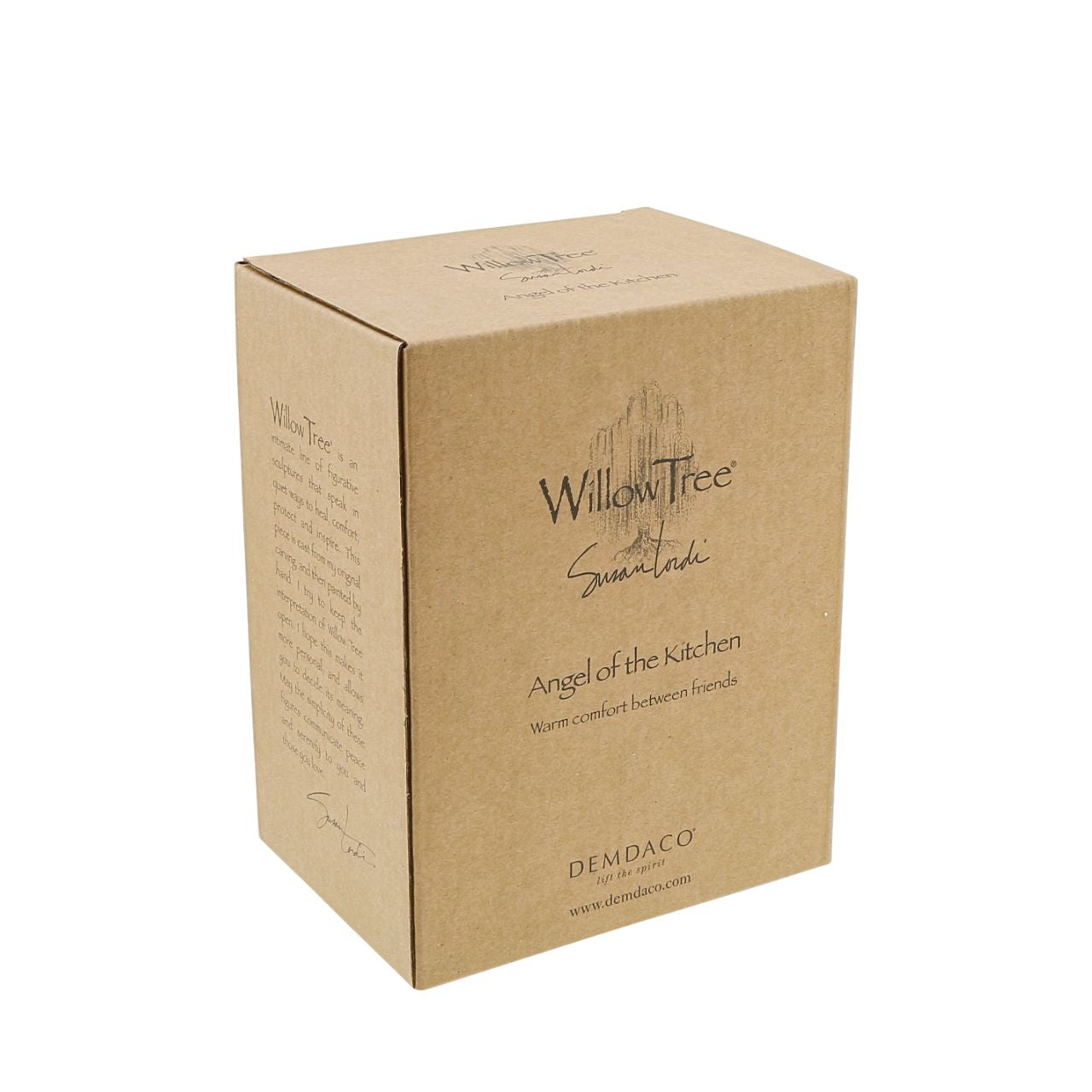 Willow Tree Angel of the Kitchen Willow Tree is an intimate line of figurative sculptures representing sentiments of love, closeness, healing, courage, hope...all the emotions we encounter in life. Artist Susan Lordi hand carves the original of each Willow Tree sculpture.