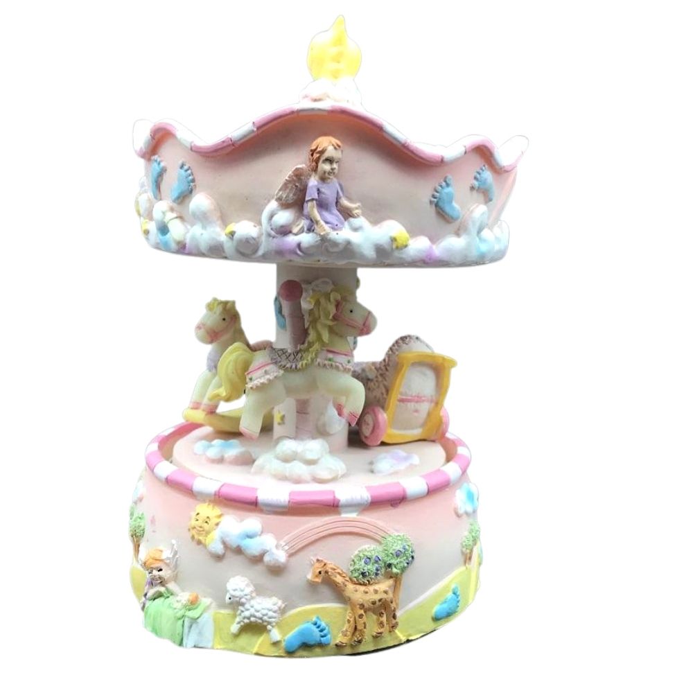 Baby Carousel Pink Music Box World Baby Carousel 140 mm Pink Baby carousel turns to the melody “Brother Jacob”.