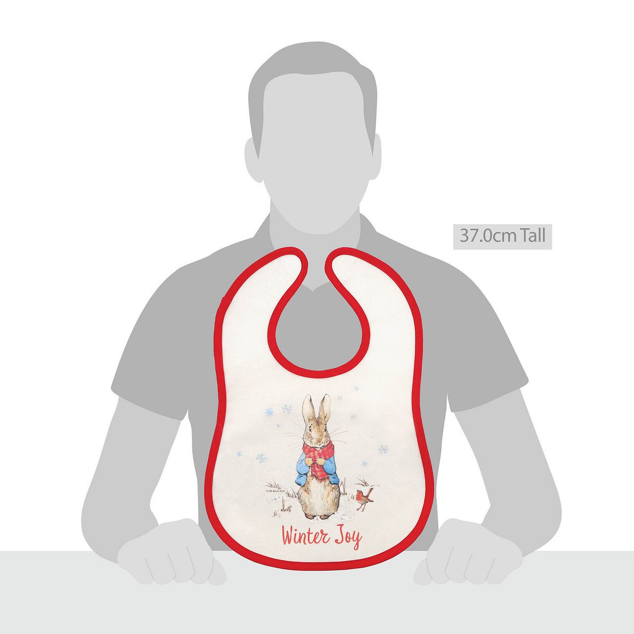 Beatrix Potter Peter Rabbit Christmas Bib As families cherish their babies Christmas, we have just the gift that will make this occasion extra special. Spread the joy of your baby's Christmas with this beautiful Peter Rabbit My First Christmas Bib. This unique Christmas gift will make a great traditional gift, which can be enjoyed year after year.