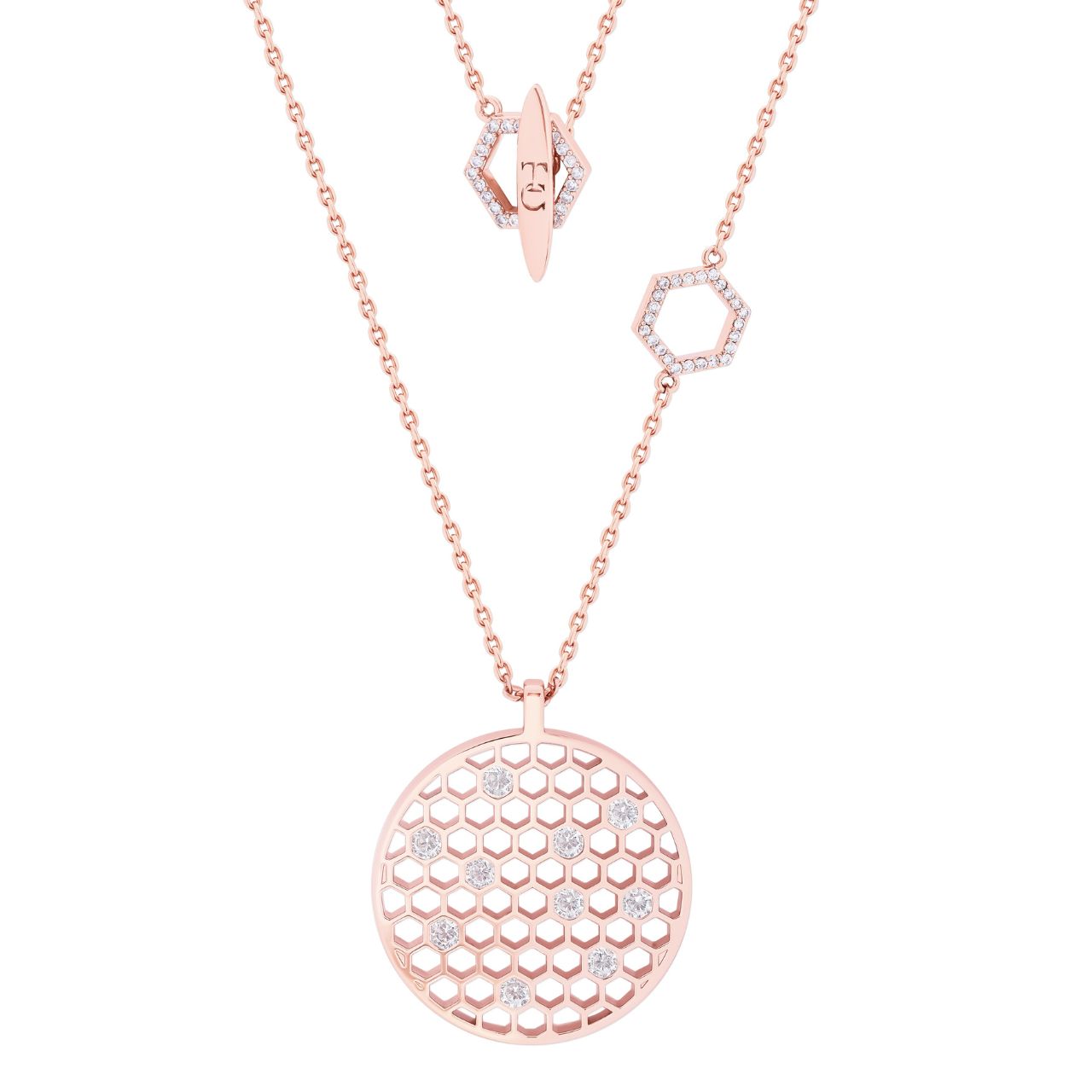 Tipperary Crystal Bee Rose Gold Circle & CZ Pendant - NEW WINTER 2022