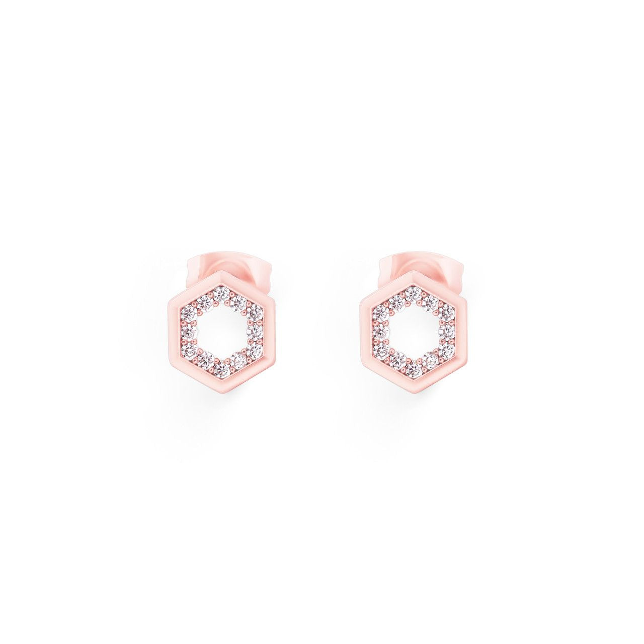 Tipperary Crystal Bee Rose Gold Hexagonal Stud Earrings - New Winter 2022