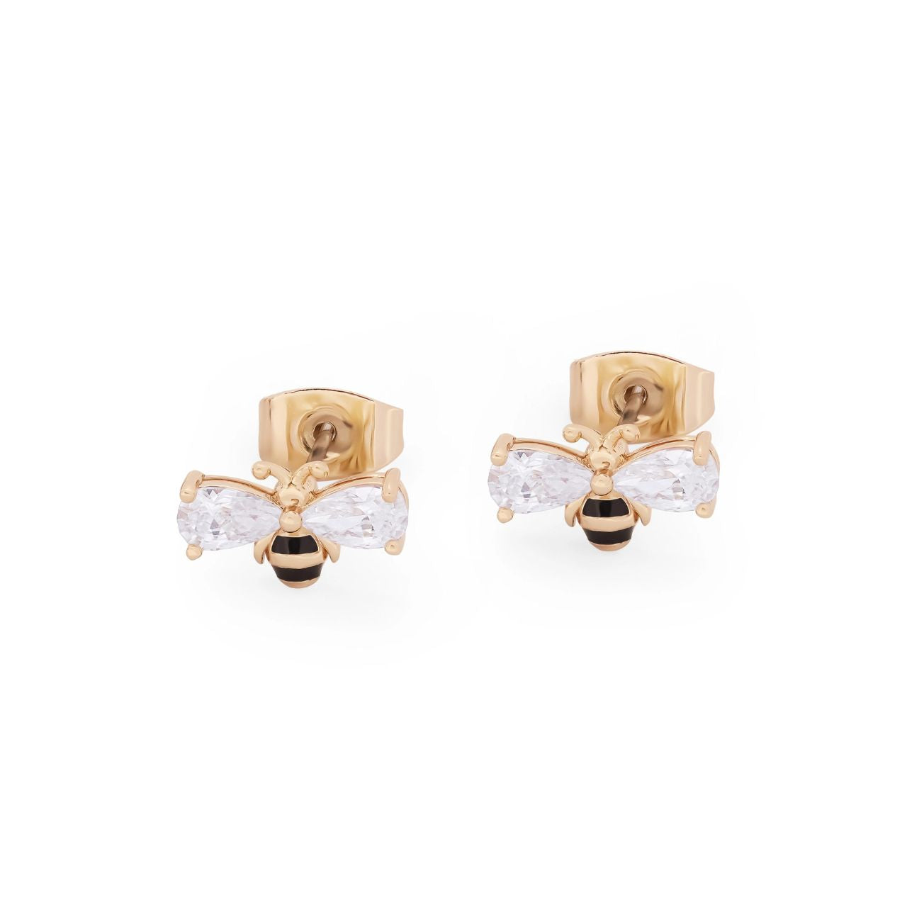 Tipperary Crystal Bee Yellow Gold Ball Stud Earrings - New Winter 2022