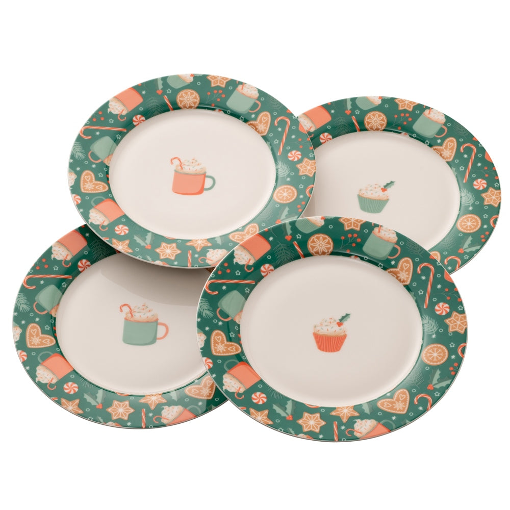 Christmas Cupcakes Set of 4 Tea Plates by Belleek Living This playful pattern has been inspired by Christmas time sweet treats. Featuring illustrations of cookies, cupcakes, hot chocolates and more in a vintage inspired colour palette, these mugs are sure to bring a smile to your face.