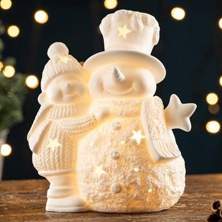 Belleek Living Pair of Snowmen LED