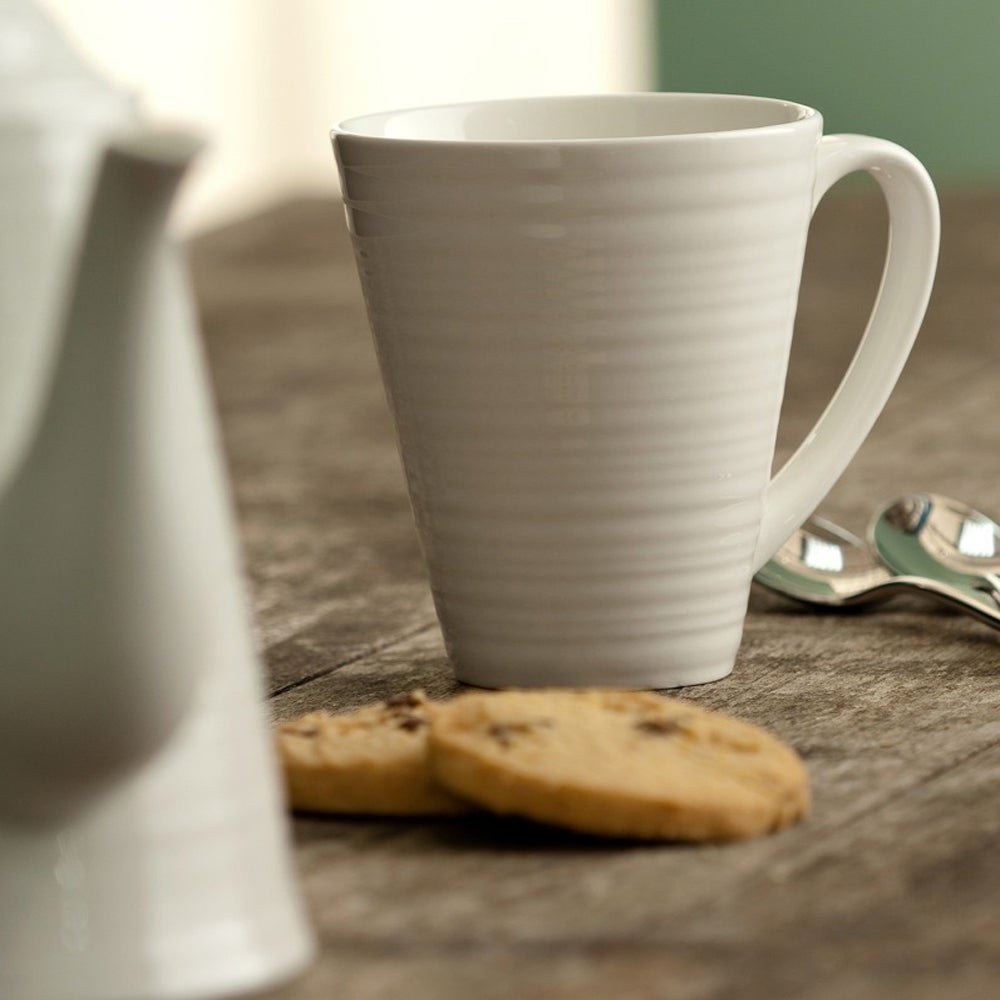 Belleek Living Ripple Mugs Set Combining contemporary design and unique style, Belleek Living reflects the atmosphere of the modern home. This range of gift-ware, tableware and home accessories has been aspired b the desires and aspiration of the 21st Century homeowner.