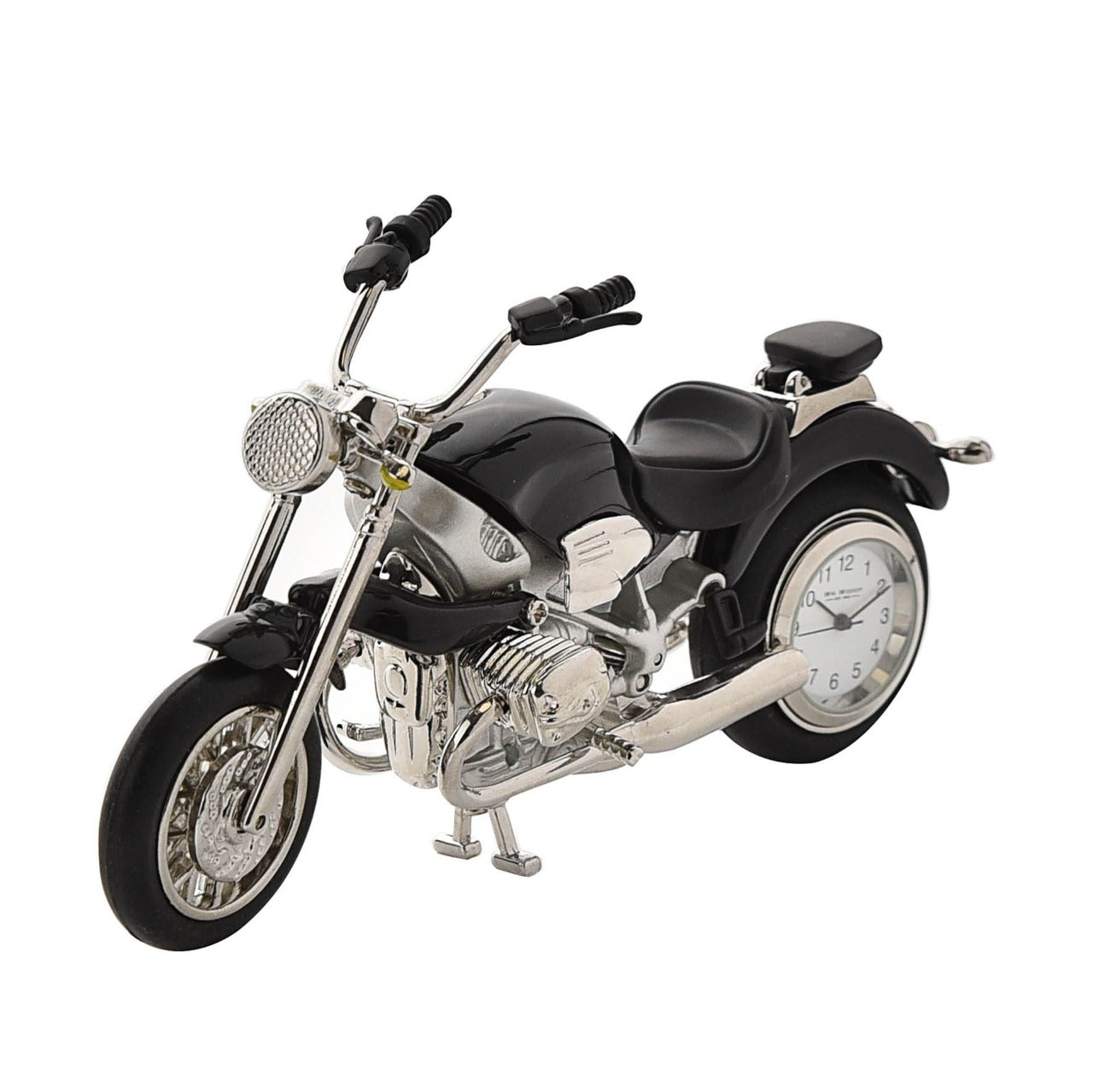 Miniature Clock Black Motorbike Bring a unique and quirky touch to the home with this stylish miniature clock made with great attention to detail. The miniature motorbike clock is a great gift for someone who loves iconic motorbikes.