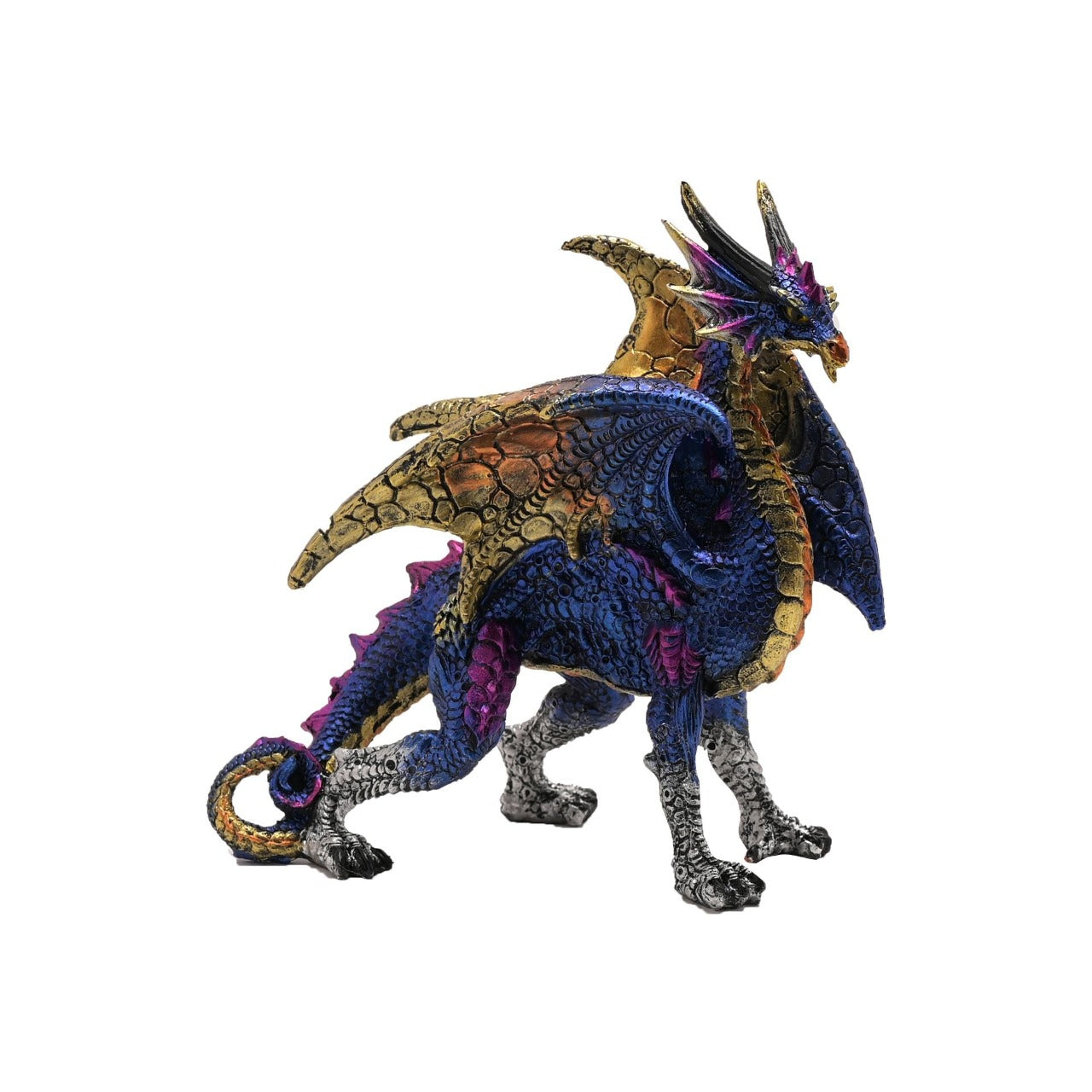 Blue Dragon With Gold Wings Figurine A blue dragon with gold wings figurine by HOCUS POCUS NOVELTIES®. This majestic figurine captures the mythical world of dragons for those obsessed with fantasy.