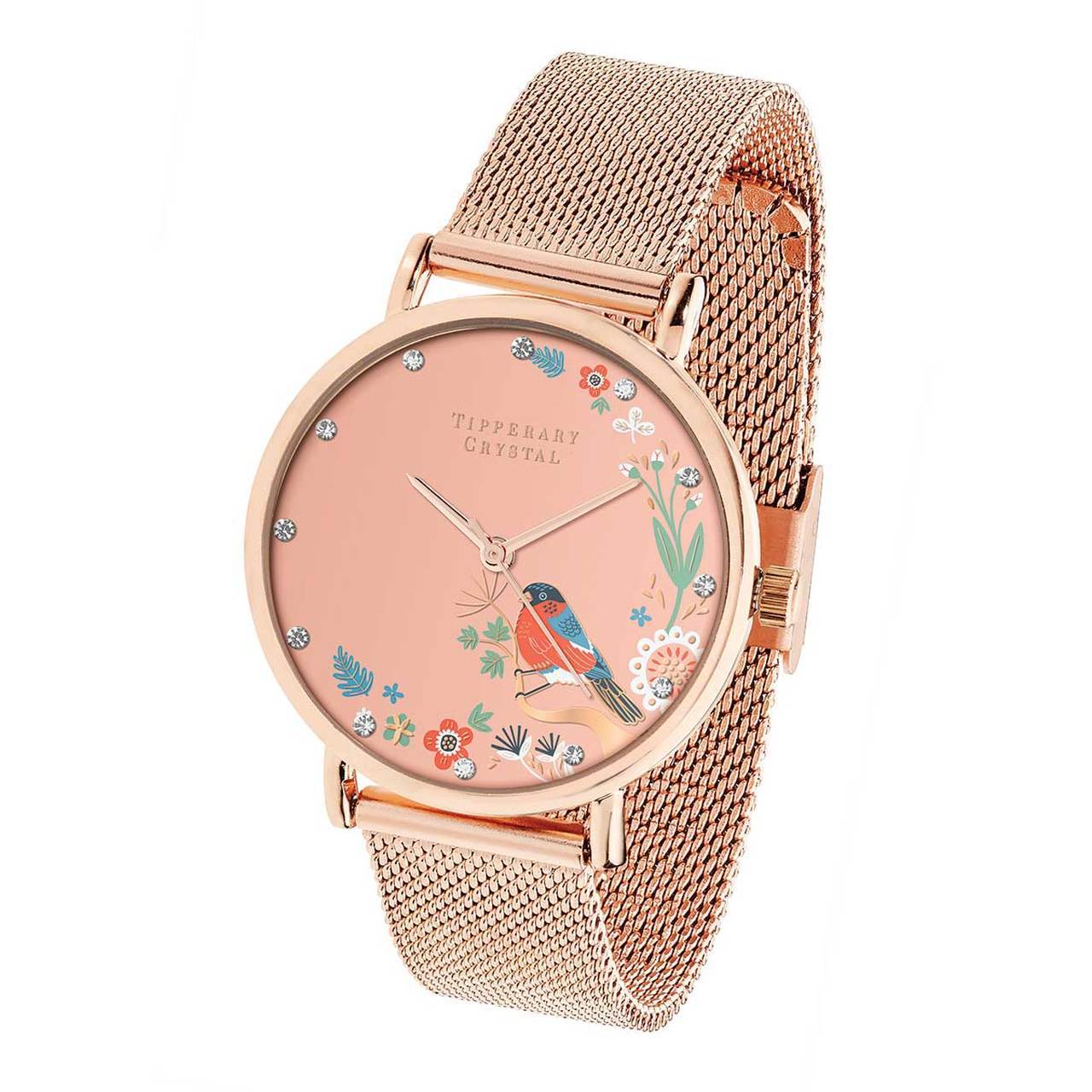 Tipperary Crystal Bullfinch Rose Gold Birdy Watch