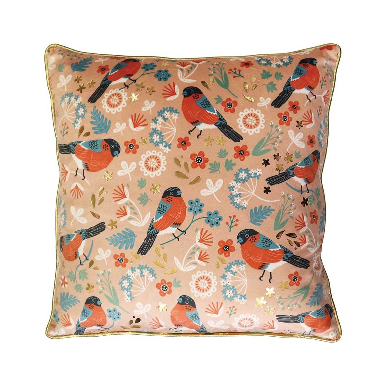 Bullfinch Tipperary Birdy Cushion New to the Tipperary Crystal Birdy Collection, this plush, feather filled 45cm velvet cushion features the exquisite Robin illustration and will make a bright and colourful statement in any home.