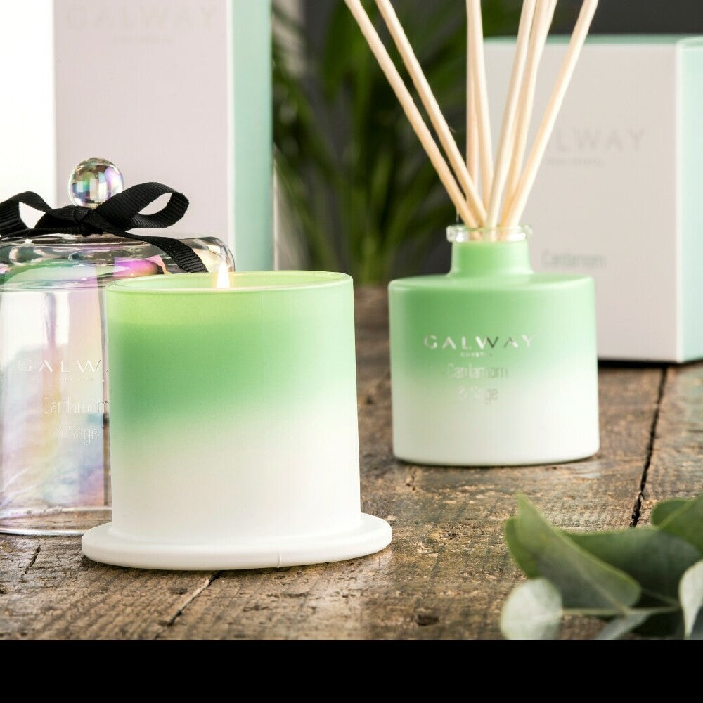 Cardamom & Sage Diffuser by Galway Crystal Candles & Diffusers make the perfect house warming present. Enjoy the beautiful scent of Cardamom & Sage, with a mixture of sweet, and woody scents combined with the fresh smell of mint.