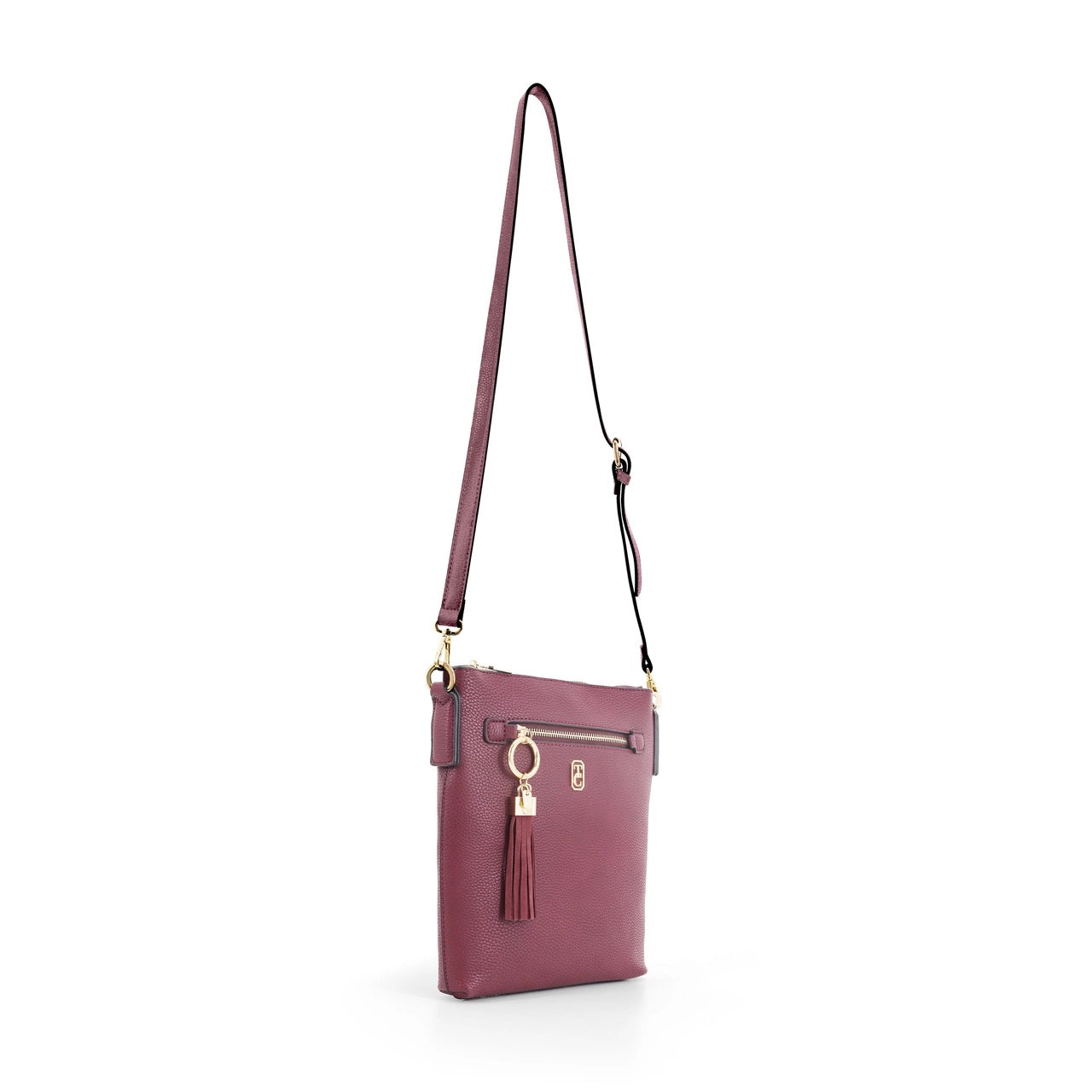 Tipperary Crystal Chelsea Cross Body Pouch - Burgundy New 2022 The Chelsea Cross Body Pouch Burgundy - Rose gold hardware The versatile and trendy Chelsea can be worn as a cross body and also over the shoulder. The Chelsea has an adjustable strap and easily accessible outside pocket and secure front zip pocket.