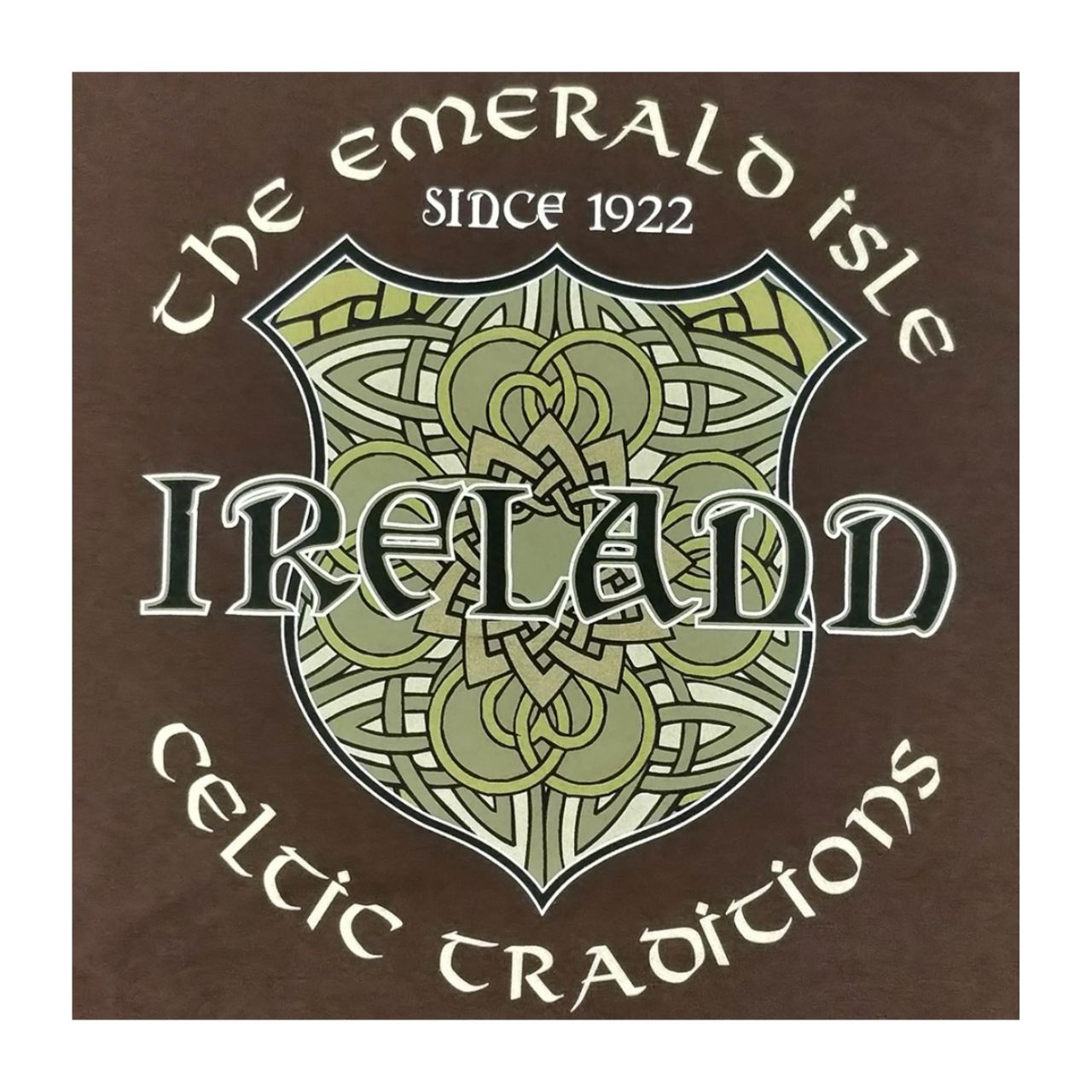 Chocolate Brown Ireland Emerald Isle T-Shirt Chocolate brown cotton T-shirt is a part of the Traditional Craft Official Collection