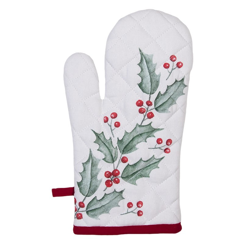 Clayre & Eef Christmas Holly Leaves Oven Glove