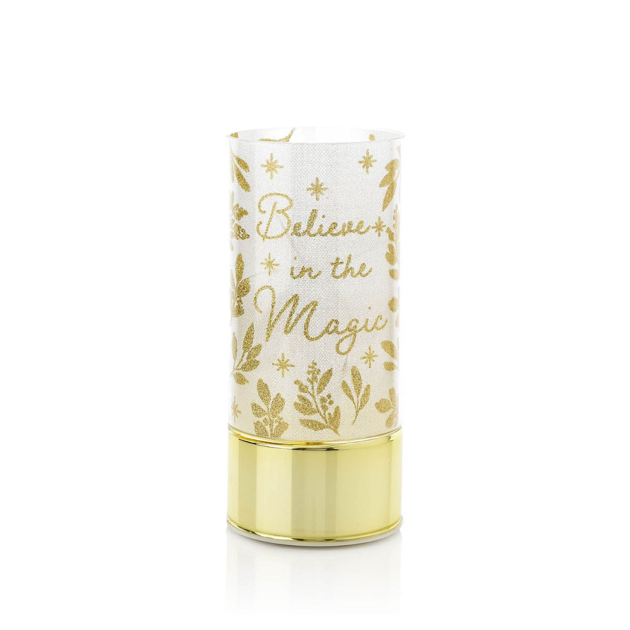 Glass LED Tube Light - Believe in the Magic 20cm A unique way to welcome some light into your home this Christmas, this glass LED tube light features a delightful 'Believe in the Magic' design that is sure to impress your friends and family.