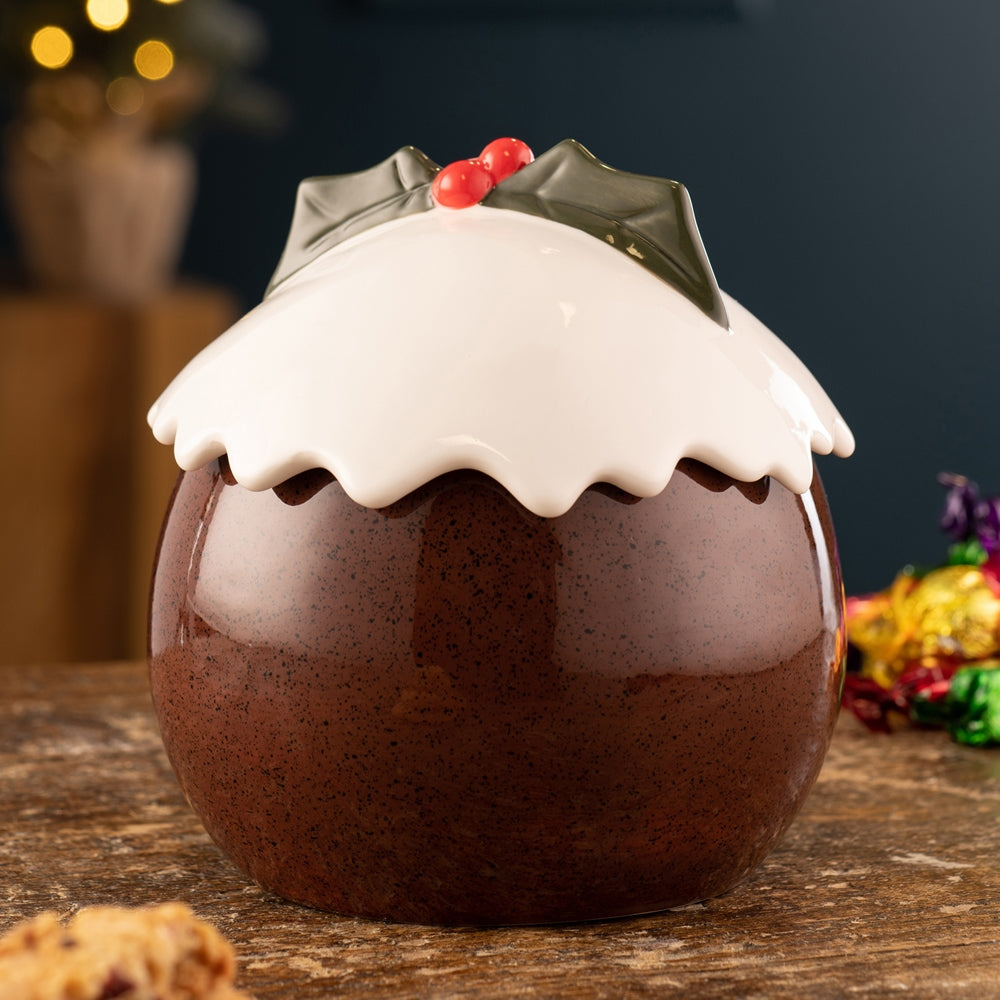 Belleek Living Christmas Pudding Sweet Jar Bring some fun to your table when you entertain this Christmas. Our novelty Christmas Pudding Tableware Collection includes a pair of mugs, covered pot with spoon and small jug, salt and pepper set and sweet jar.