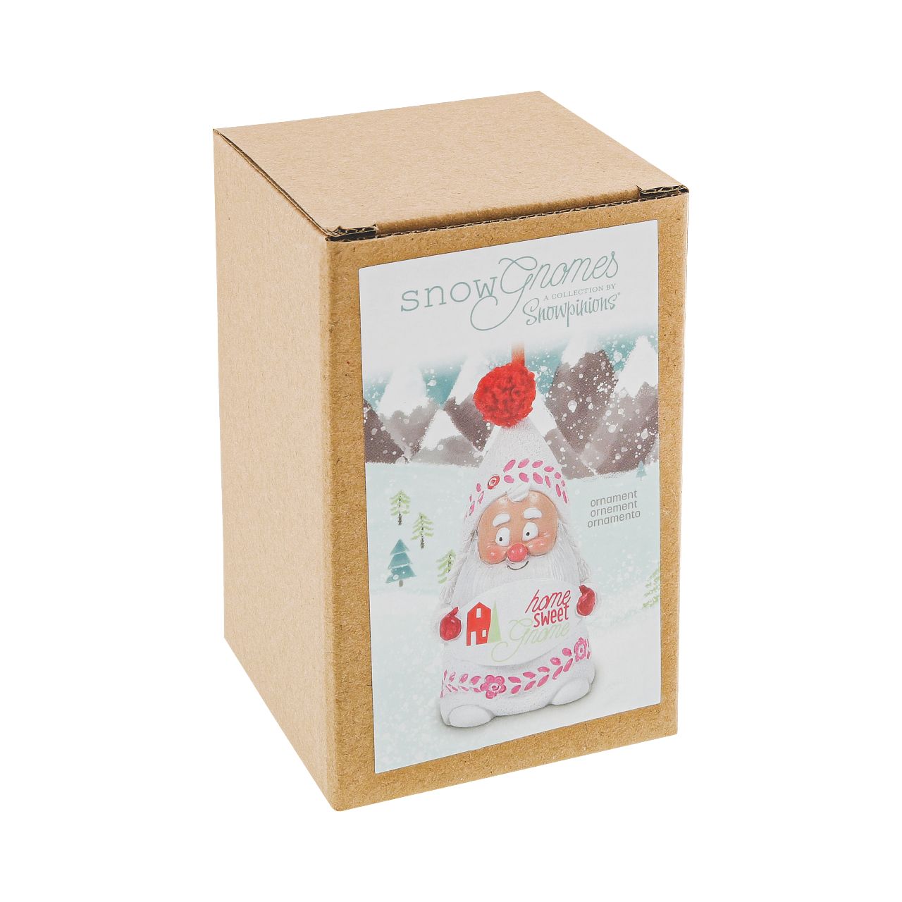 Department 56 Snowpinions Snow Gnome Home Sweet Gnome Hanging Ornament Celebrate your home with this Snow Gnome, Hanging on a red ribbon, he has been hand crafted from high quality cast stone and then hand painted by our talented artists. Perfect for any Christmas tree.