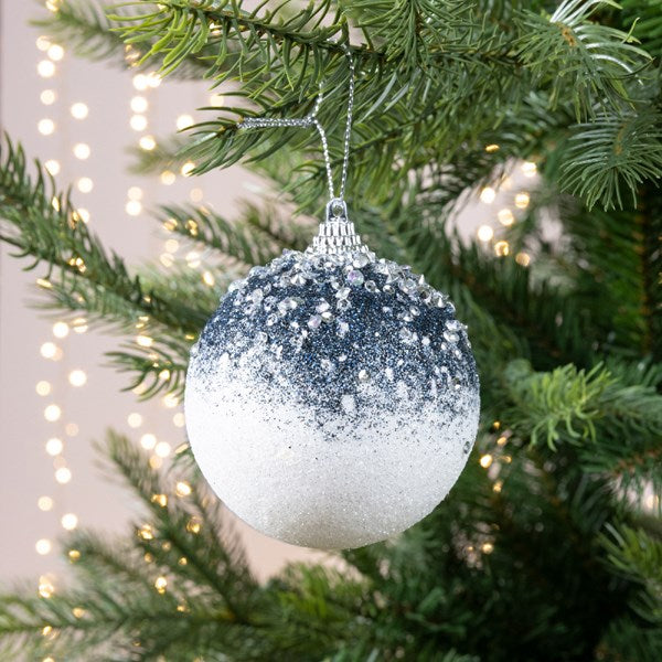 Kaemingk Christmas White & Blue Glitter Bauble Kaemingk surprises Christmas lovers all over the world with thousands of new innovative items each year.