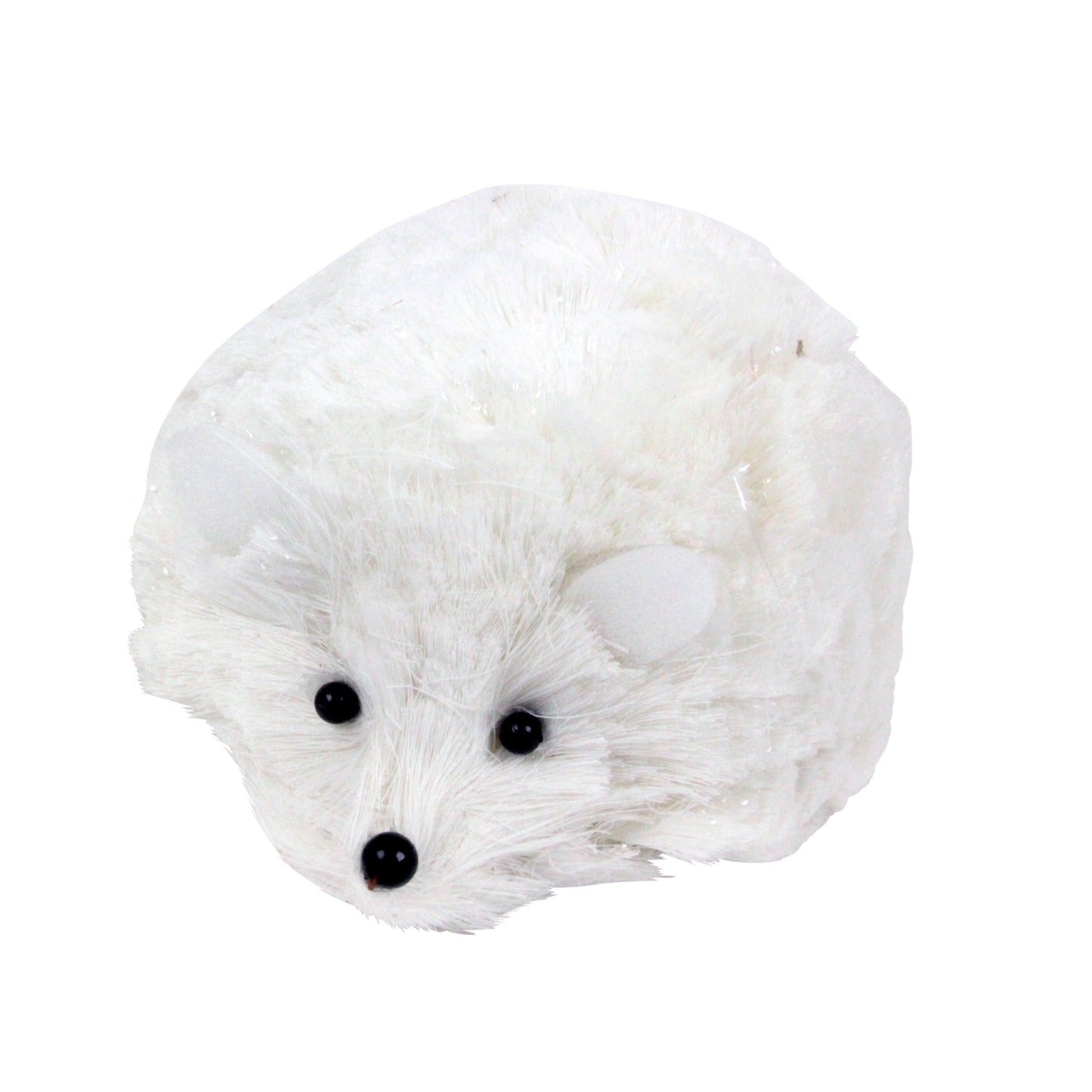 Christmas White Bristle Hedgehogs Ornament Pair