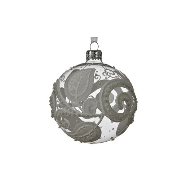 Kaemingk Christmas Winter White Enamel Glass Bauble - Transparent Kaemingk surprises Christmas lovers all over the world with thousands of new innovative items each year.