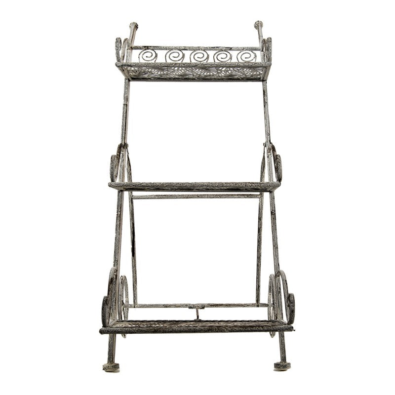 Clayre & Eef Country Style Iron Garden Storage Rack Storage Rack 37*64*81 cm Grey Iron Garden Rack Kitchen Rack
