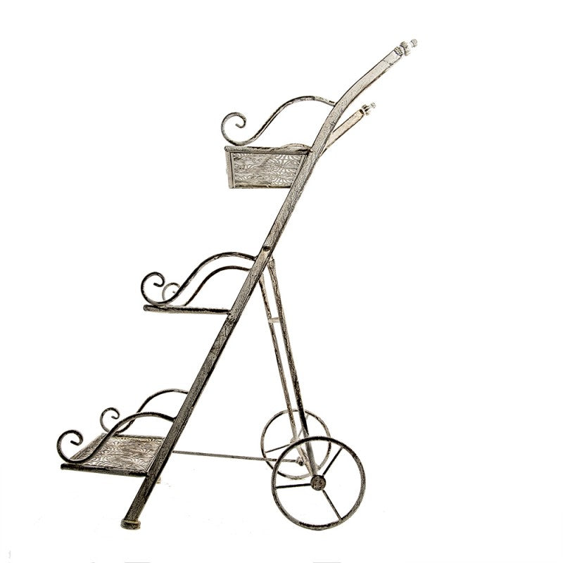Clayre & Eef Country Style Iron Garden Storage Rack Storage Rack 37*64*81 cm Grey Iron Garden Rack Kitchen Rack