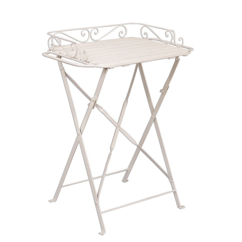 Clayre & Eef Country Style White Iron Rectangle Side Table Side Table 62*38*77 cm White Iron Rectangle Side Table