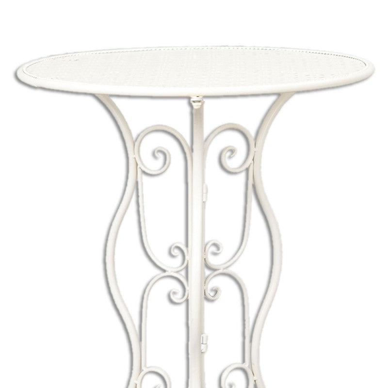 Clayre & Eef Vintage Bistro Table Chairs Set (3 pcs) Bistro Set Table Chairs Beige Iron Curls Balcony Set Garden Set