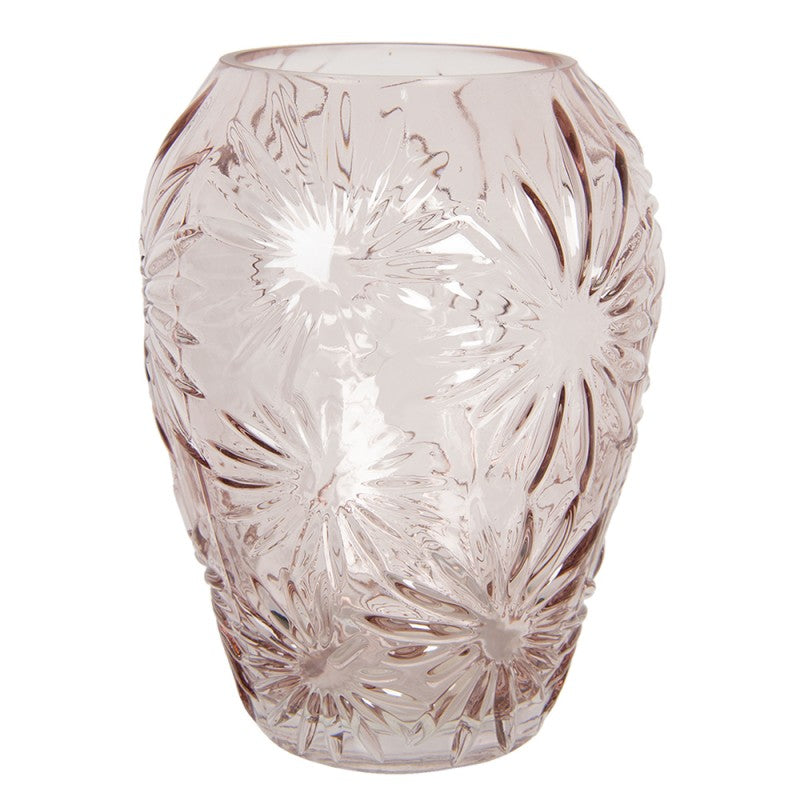 Clayre & Eef Vintage Pink Glass Round Vase