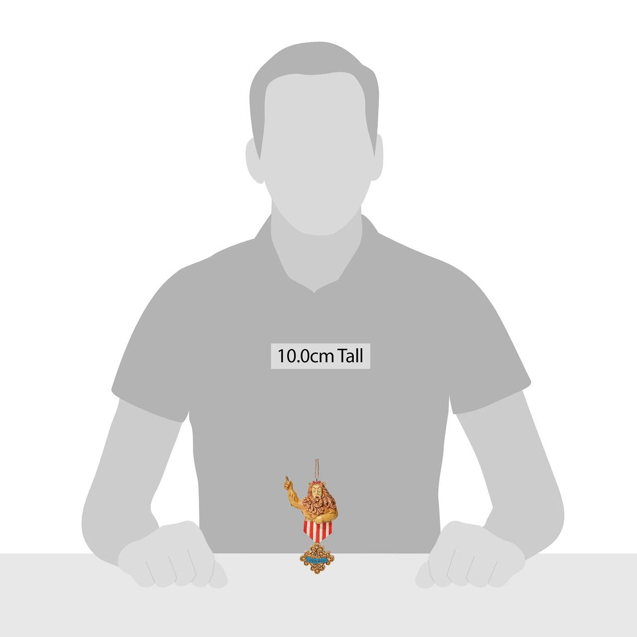 Jim Shore Cowardly Lion Courage Hanging Christmas Ornament The Cowardly Lion has finally found his courage and it's in your tree! Bestowed with an impressive medal of honour, the no longer timid lion confidently rallies from his branch. With ambition and the daring to back it up, success is imminent.