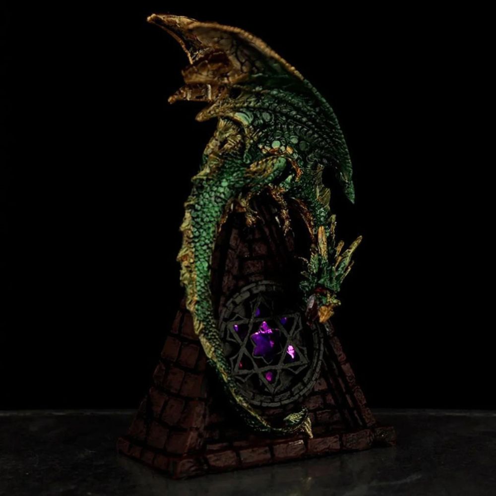 Dark Legends Dragon Stained Glass Window LED Dragon - Green