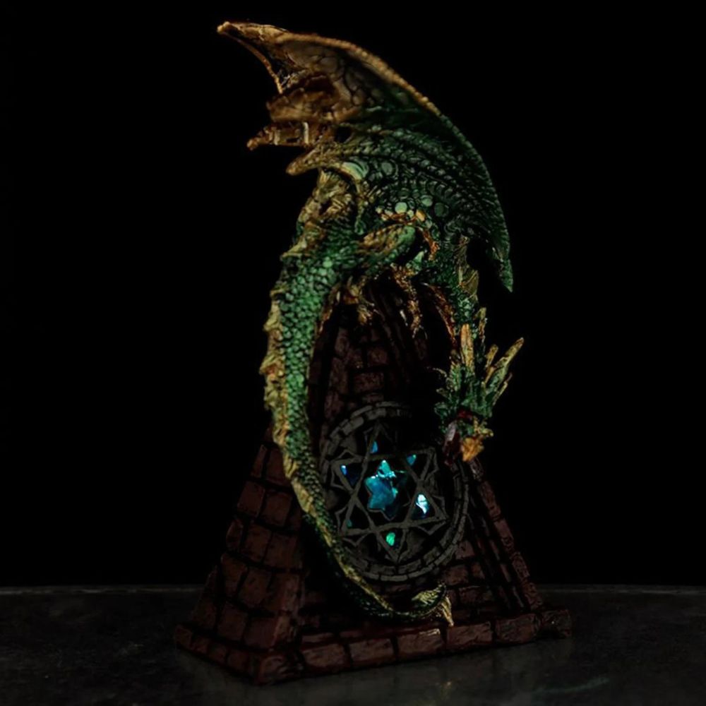 Dark Legends Dragon Stained Glass Window LED Dragon - Green