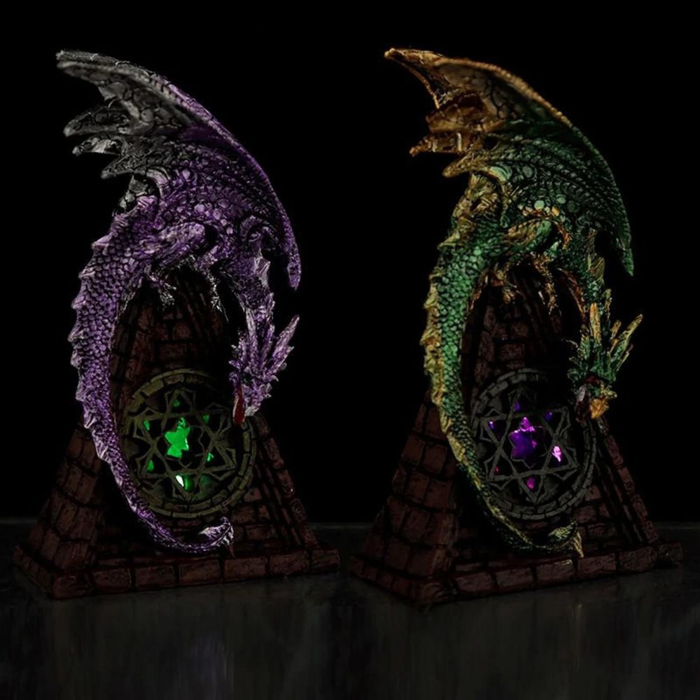 Dark Legends Dragon Stained Glass Window LED Dragon - Green